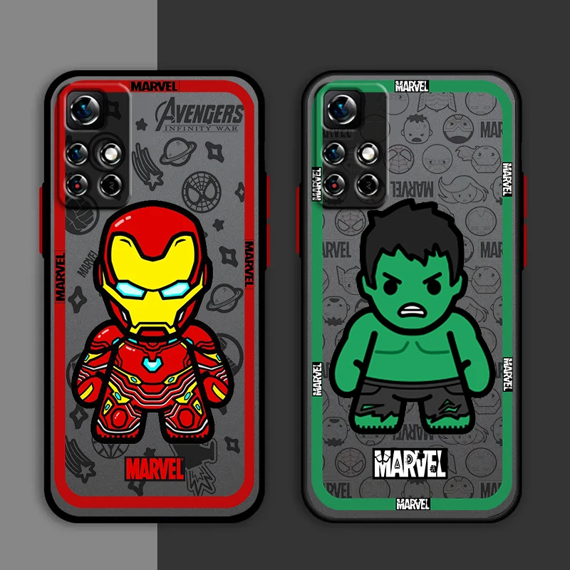 Marvel Hero Cute Phone Case For Redmi Note 13 12 11 10 Pro Plus Pro S T 5G Matte Frosted Translucent Cover