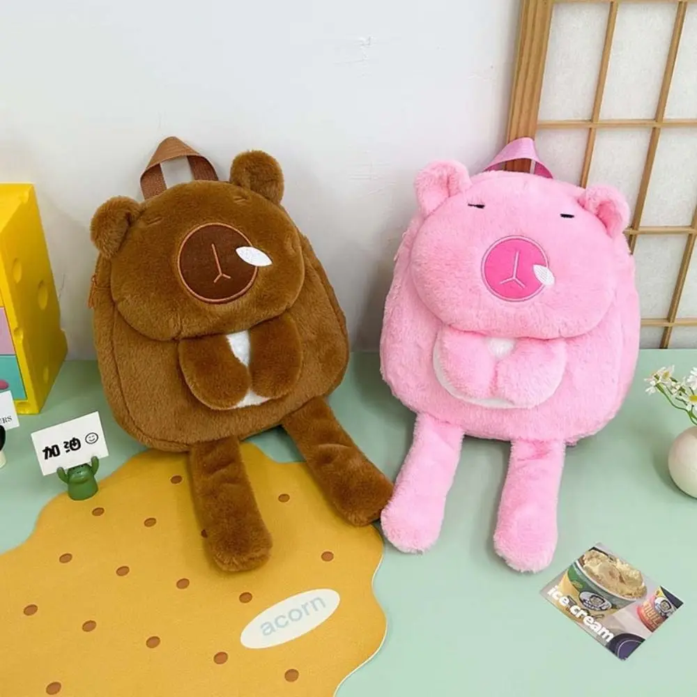 Mode Kawaii Cartoon Capybara Rugzak Grote Capaciteit Bont Student Schooltas Multifunctionele Lichtgewicht Capybara Schooltas