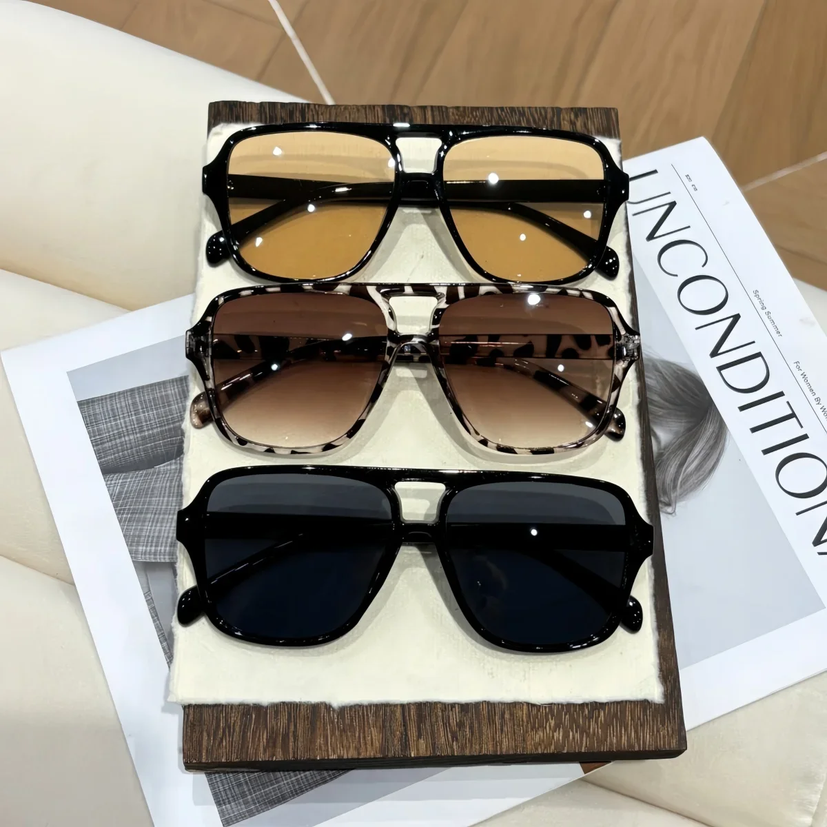 3-teiliges Unisex-Sonnenbrillen-Set, quadratisch, schattig, Retro, UV400-Sonnenbrille, für Outdoor-Aktivitäten, Urlaubsgeschenke, täglicher Freizeitgebrauch