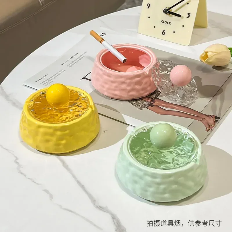 

Cheese-shaped Ceramic Ashtray with Cover To Prevent Fly Ash Household Decorations Bedroom Living Room Gift Ashtray for Friends