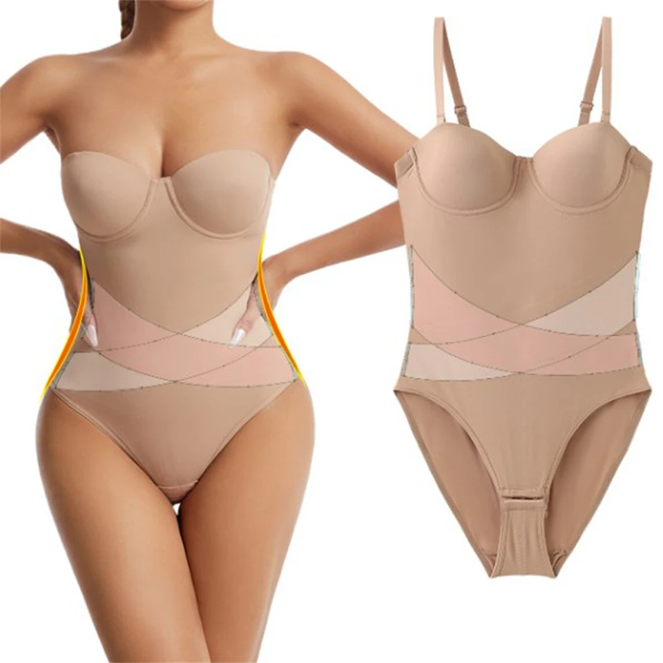 Becirzet Bodysuit Shapewear für Damen, Bauchkontrolle, Schlankheits- und Po-Former, abnehmbarer Schultergurt, Damenunterwäsche – Detail 2