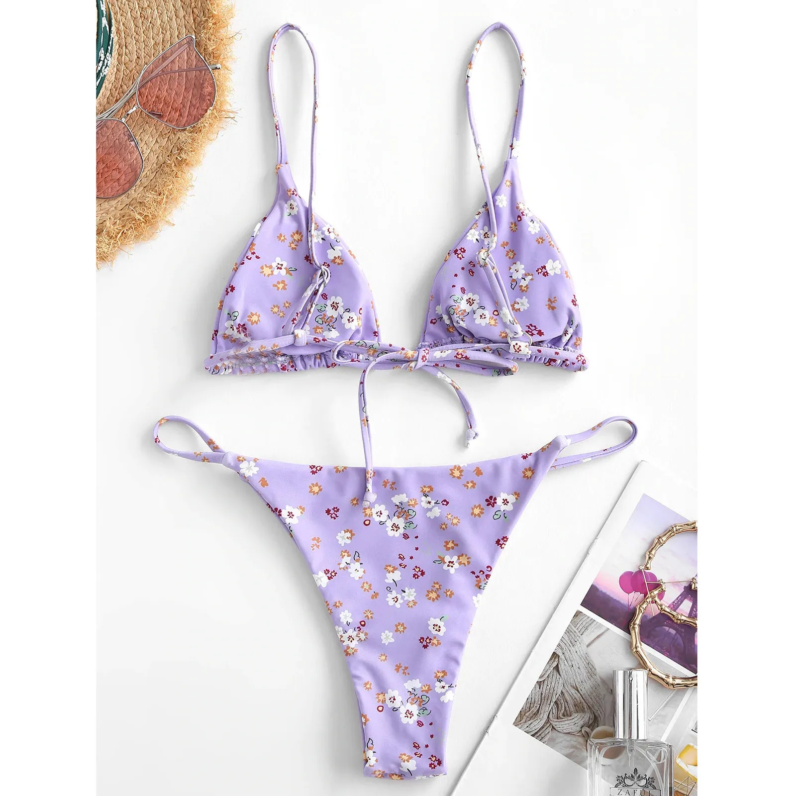 Sexy Women Bikini Two Piece Set 2024 Push Up Female Swimsuit Thong Swimwear Beach Holiday Floral Printed Bikini Bathing Suit