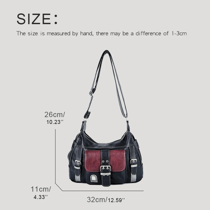 Moto & Biker Messenger bags For Women Designer Luxury Purses 2023 New In PU Vintage Metal Sheets Belt Decoration Shoulder Bag