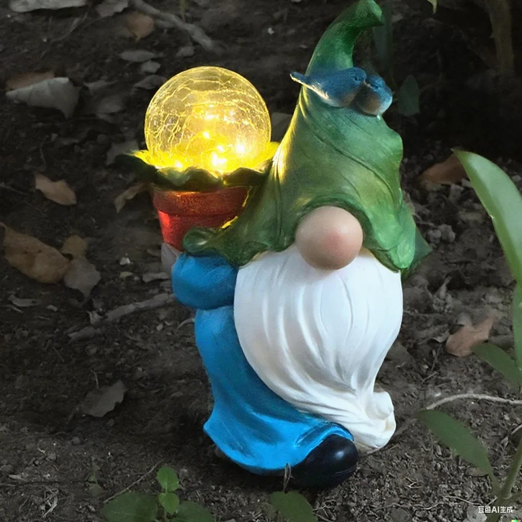 

Garden Gnome Statues Garden Statues for Outside with Solar LED Lights10.4 in Funny Double Gnomes Sculptures Outdoor Decoration