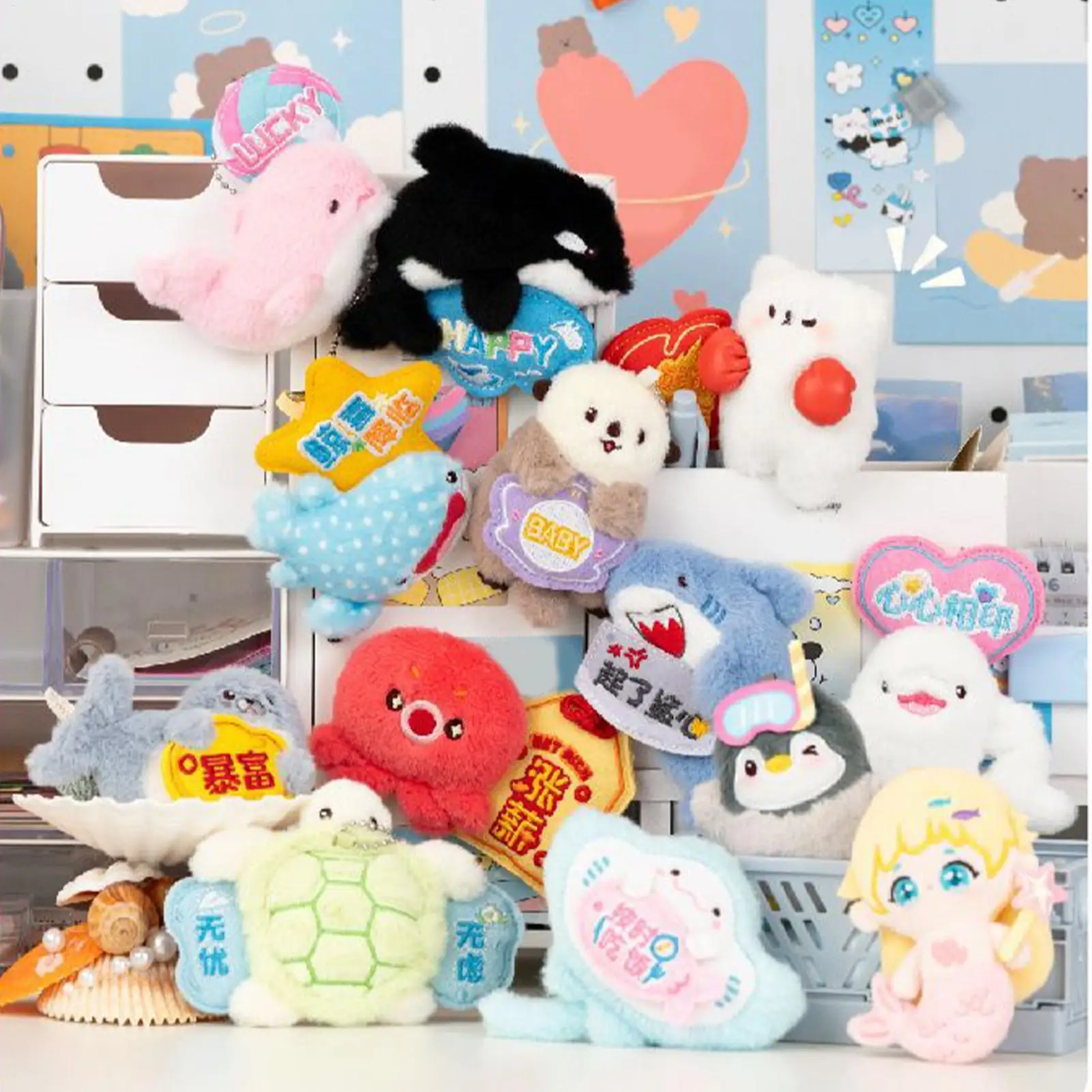 Bolsa de felpa con dije de Animal, colgante de bolso con imán, llavero portátil bonito, decoración para refrigerador, mochila escolar, monedero para niños y hogar