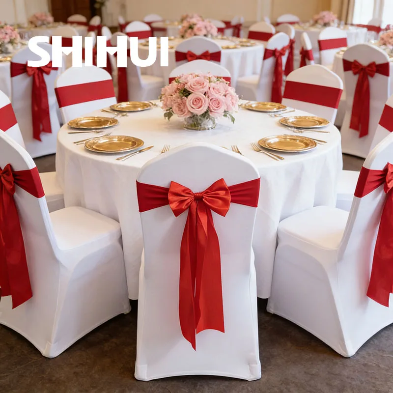 4/6/10/12/50/100 Pcs Free Tie Chair Sashes Satin Bow Tie Ribbon Knot Back Belt For Hotel Banquet Wedding Party Event Decoration
