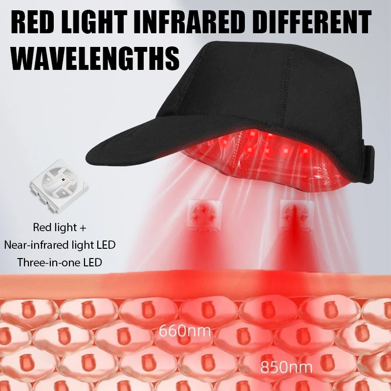 KEMOKO 100 Stuks Infrarood LEDs 660nm & 850nm Rood Licht Therapie Haargroei Cap voor Haargroei Anti Haaruitval ontspannen