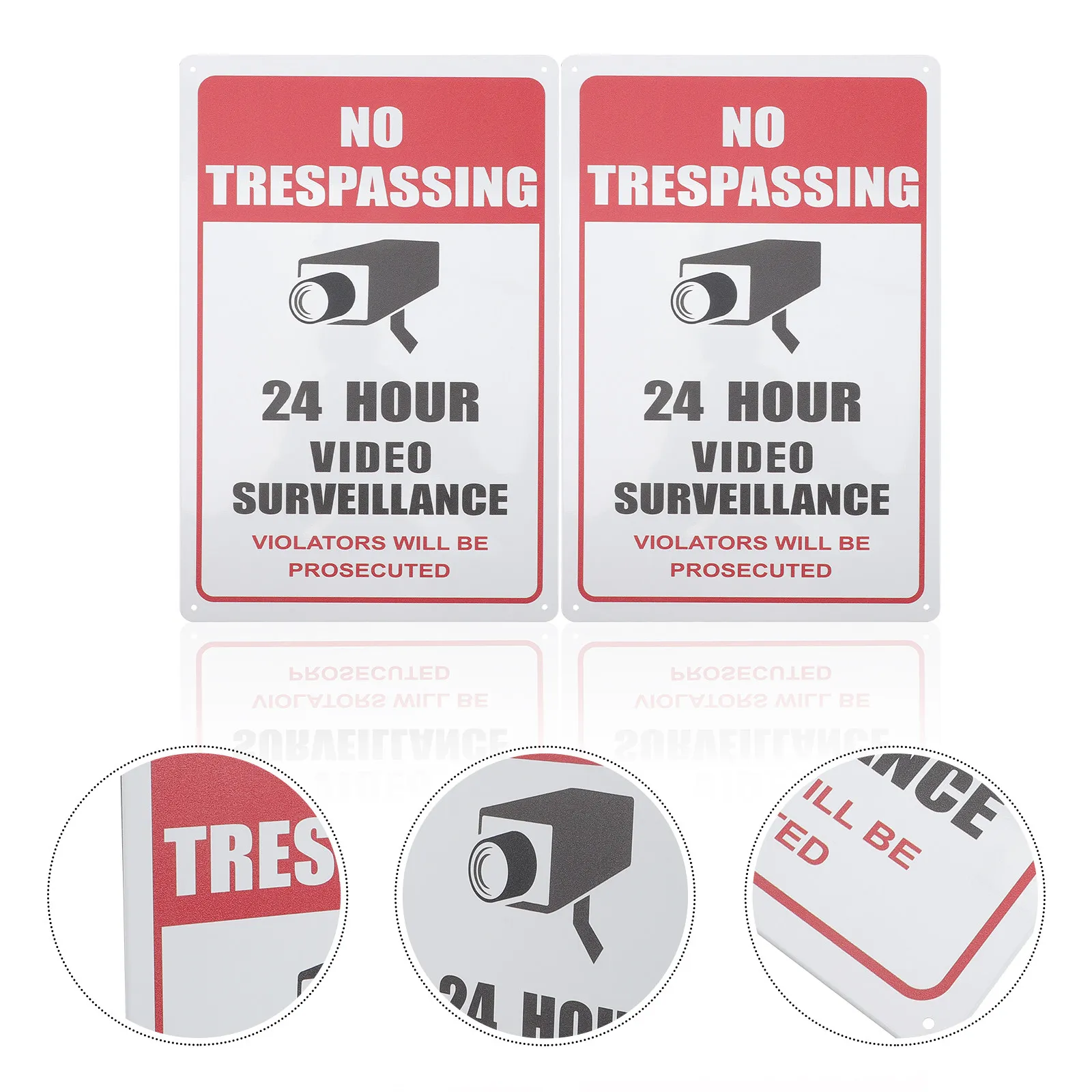

2 шт. профессиональных металлических предупреждающих знаков для зон видеонаблюдения с четкой и хорошо видимой надписью, таблички для зон мониторинга для торговых центров и офисов
