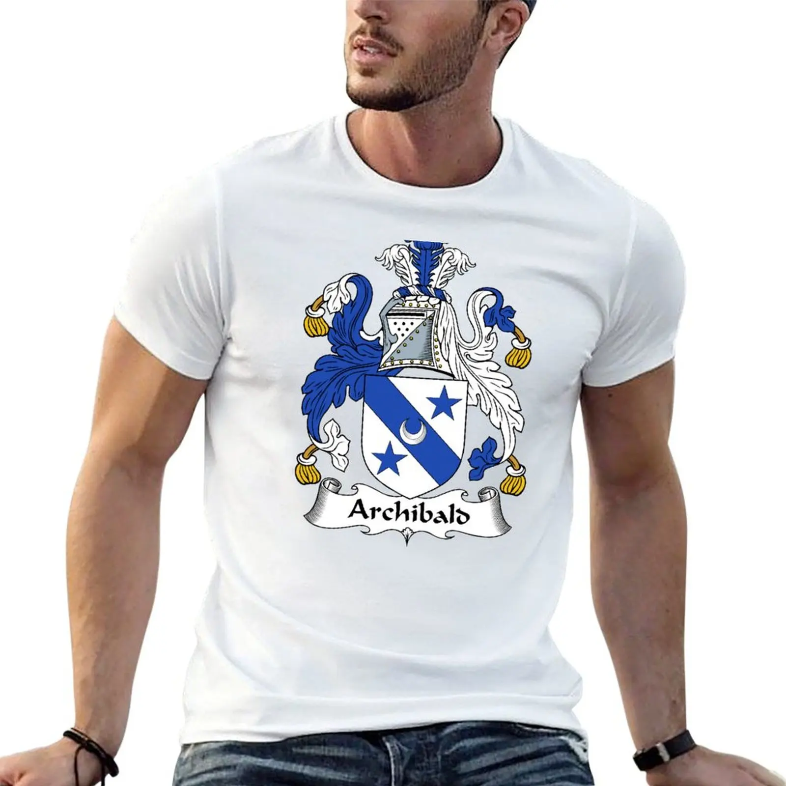 Camiseta com Brasão de Armas de Archibald / Emblema da Família Archibald, camiseta masculina, camisetas de anime para homem, camiseta masculina de luxo