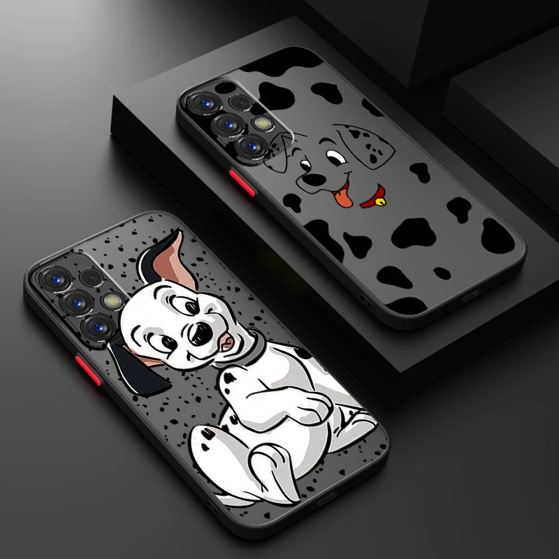 Design101 Spotted Dog Cartoon Frosted Translucent For Samsung Galaxy S24 S23 S22 S21 S20 FE S10 S9 S8 Plus Ultra Pro 5G TPU