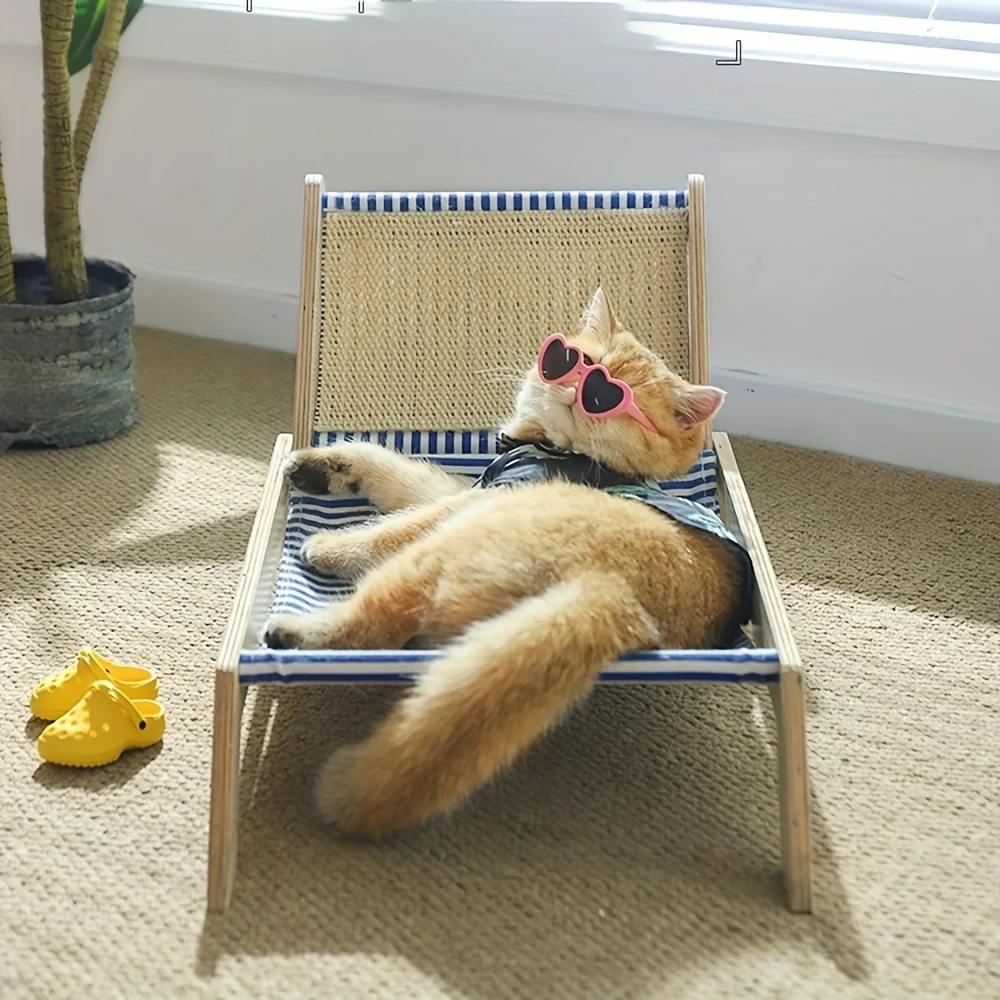 

Cat Resort Station - 3-in-1 Sisal Hammock & Scratching Lounge with Coastal Breeze Design