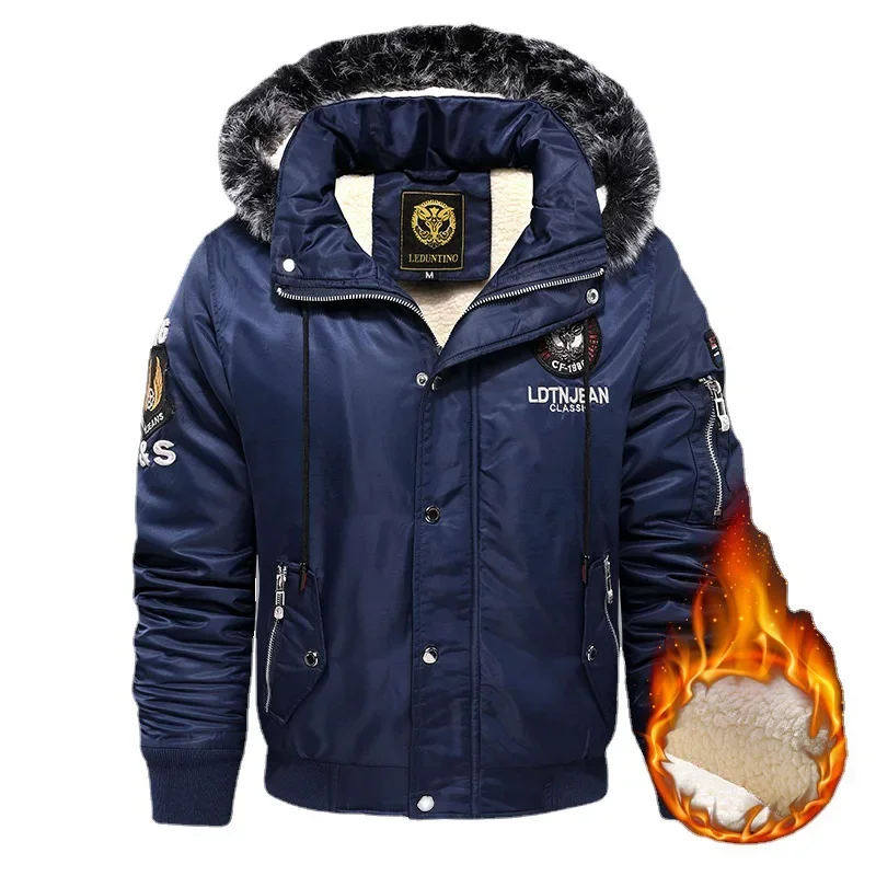 Abrigos informales de buena calidad para hombre, chaquetas ajustadas con capucha, Parkas de forro polar, abrigos cálidos para invierno, novedad, 4