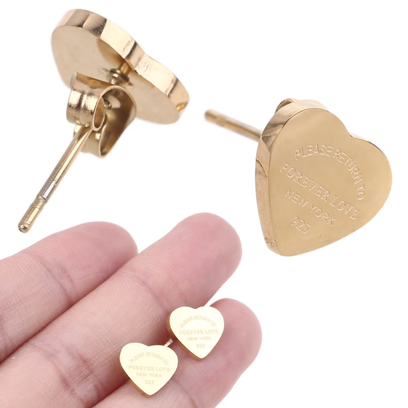 ZB91 Vintage Acero inoxidable Love Forever Heart Pendientes Regalos para hombre mujer