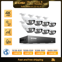 ZOSI 8CH POE Video Surveillance Kit 4K 8MP 5MP Super HD Outdoor IP Cameras AI Starlight Night Vision CCTV Security Camera System