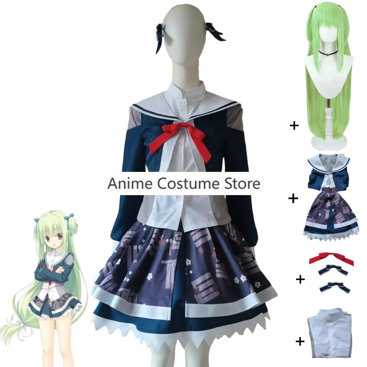 

Anime Game Senren*Banka Murasame Cosplay Costume School Uniforms Skirt Shirt Wig Adult Woman Kawaii Halloween Party Suit