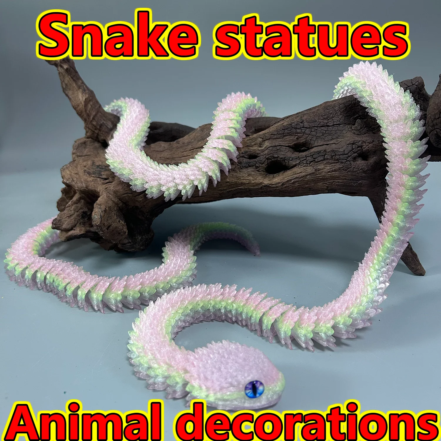 

150 см/59,06 дюйма Змея с 3D-печатью, идеальный настольный питомец для коллекционеров животных, фигурки милых животных для дома, офиса, декора,