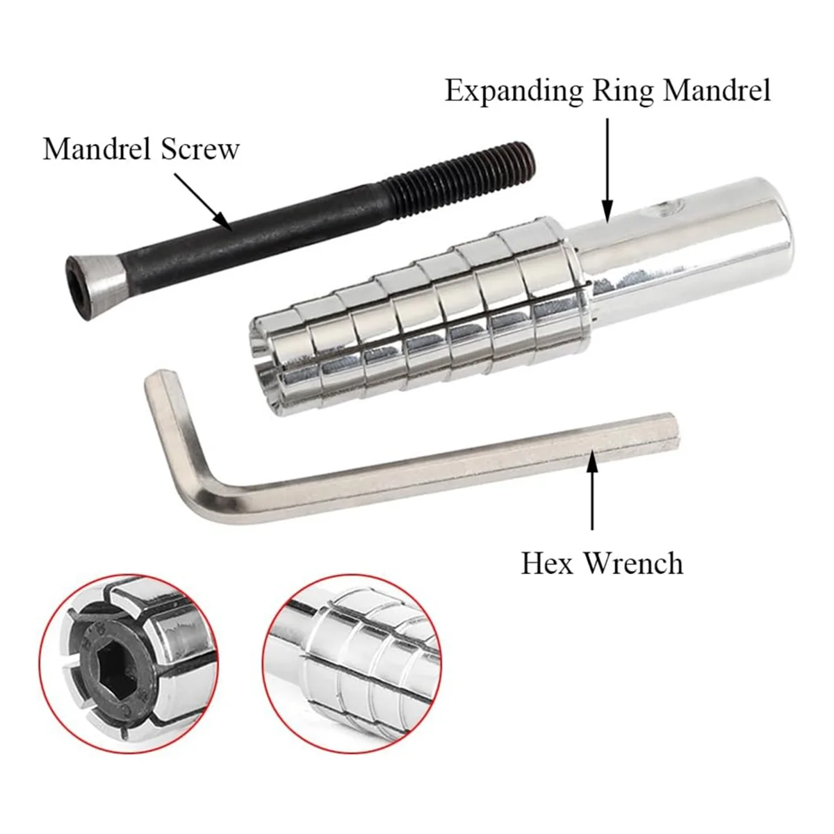 AA77 NOUVEAU 1 Ensemble de mandrins extensibles avec clé hexagonale, kits d'agrandissement de bagues, pour bagues de taille 17-24 mm/0,67-0,95 po pour la fabrication de bagues