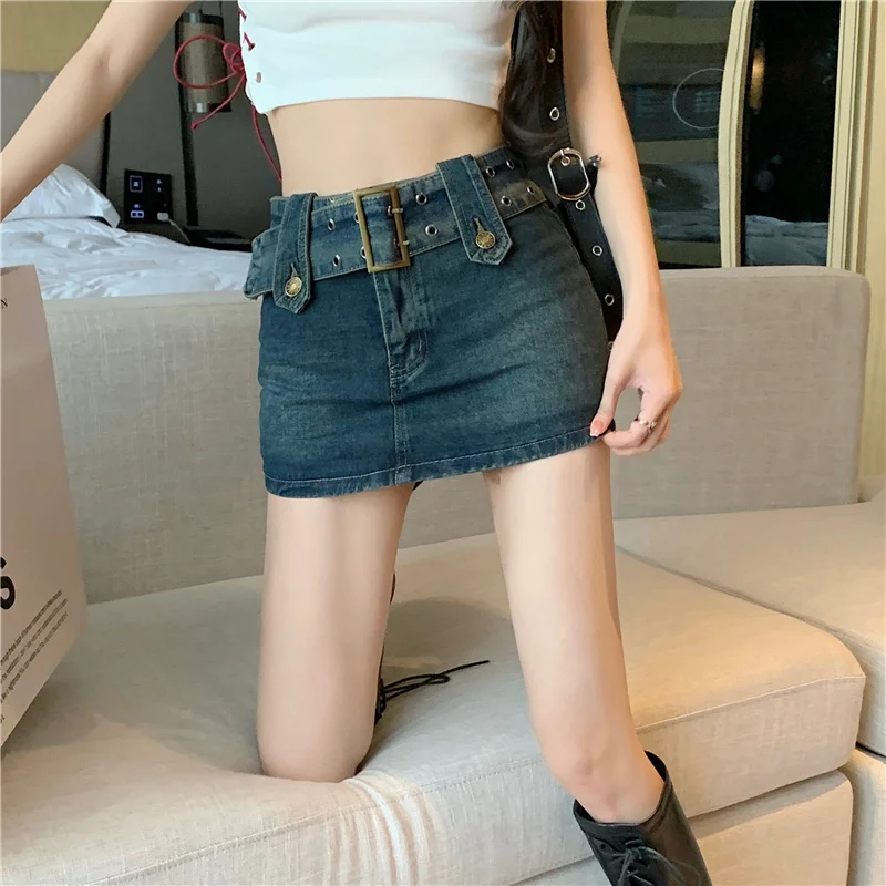 

High Waist Denim Skirt Women's plus Size A-Line Skirt Butt Covering Sexy ort Skirt Bodycon Summer Skirt