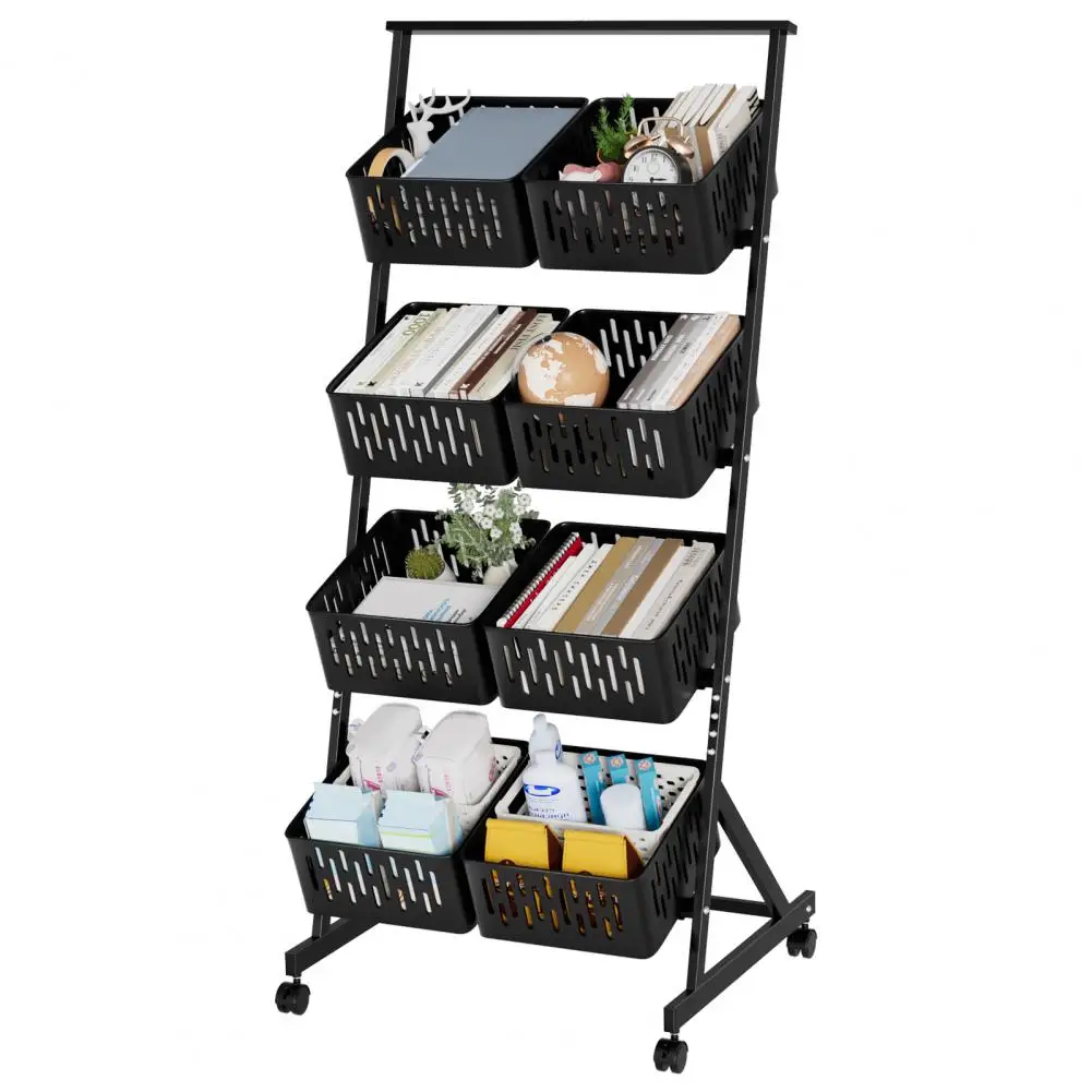 

Fruit Vegetable Storage Basket, 4 Tier Stackable Mesh Storage Basket with 360 Degree Wheels, Pantry Organizer Rack