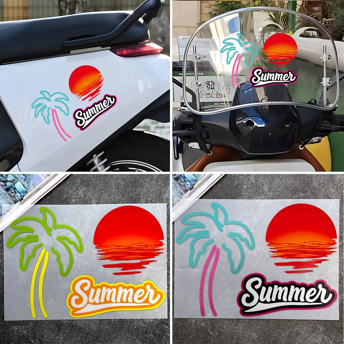 

Закат неоновый свет кокосовая пальма ретро атмосфера окно декоративная наклейка водостойкая городская наклейка на мотоцикл