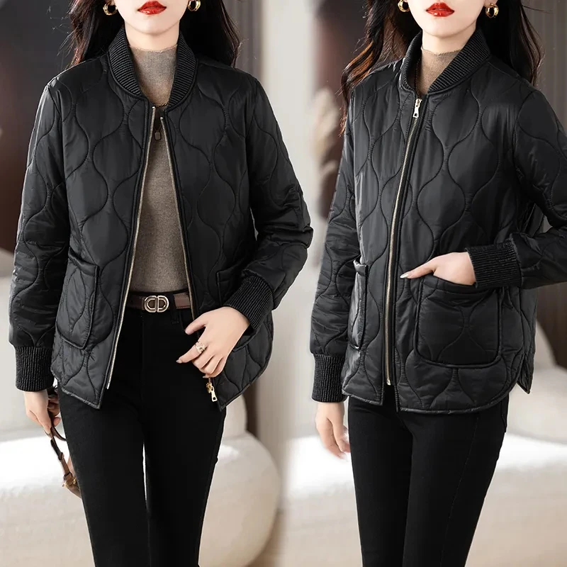 

Down Cotton-padded Jacket Women's Zipper Coat Without Cotton 2025 Winter Loose Slim Fashion Plus Size Ladies Warm Overcoat