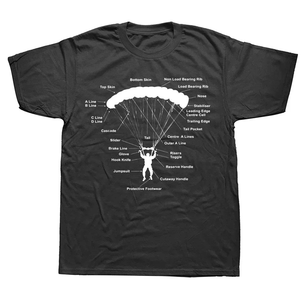 Graphic Cotton Streetwear Short Sleeve Birthday Gifts T-shirt Funny Paraglider Parachute Anatomy Paragliding Skydiving T Shirts