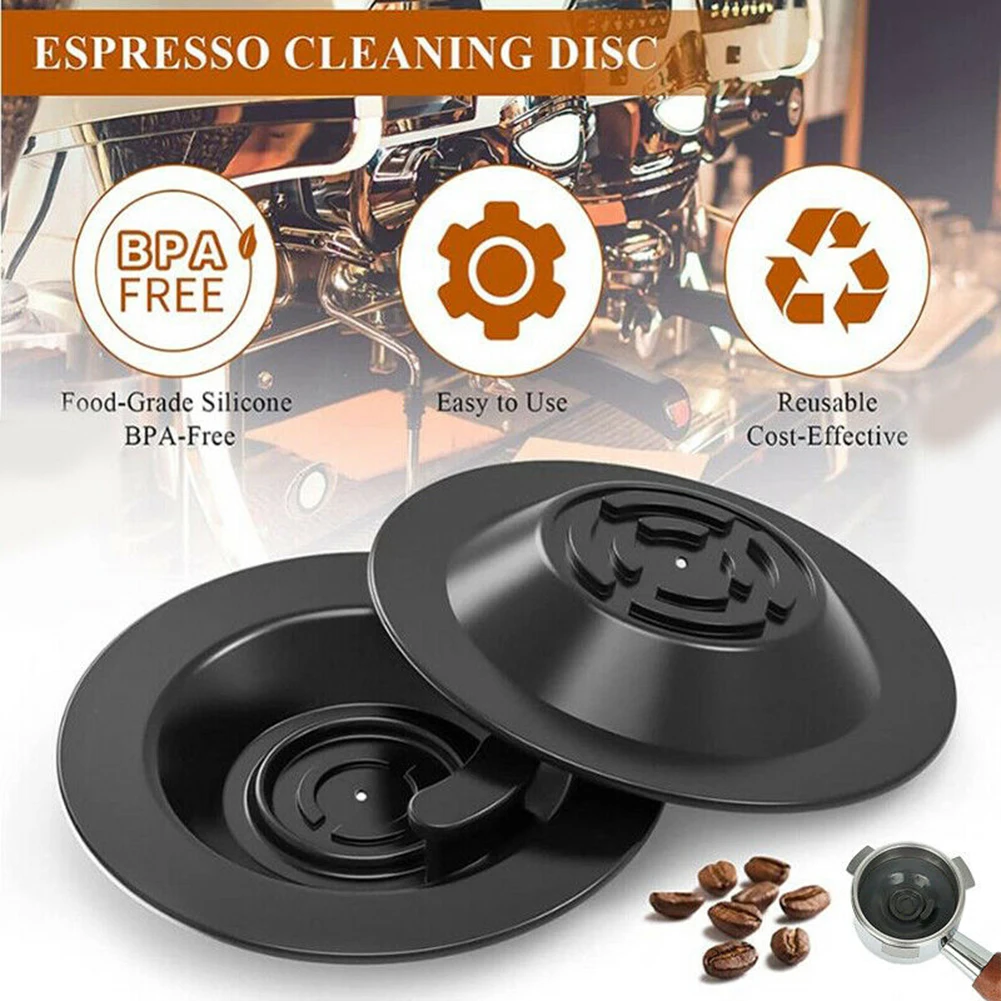 54mm Coffee Machine Handle Recoil Cleaning Silicone Blind Piece Cleaning Brush For Espresso Machine Cleaning Disc 2psc