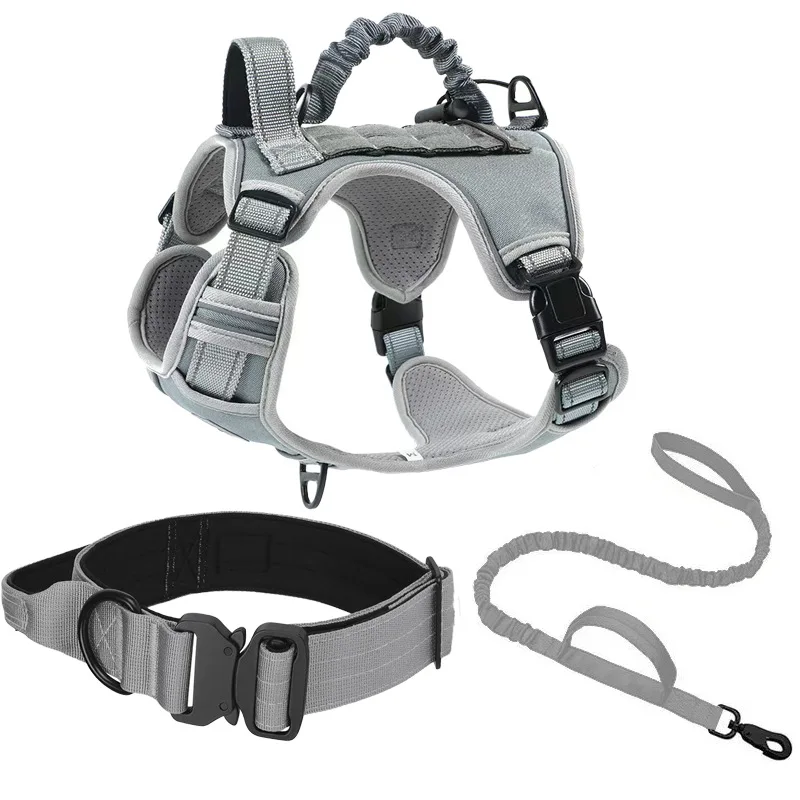 

Tactical vest type outdoor training explosion-proof medium and large dog chest back traction rope collar three-piece set