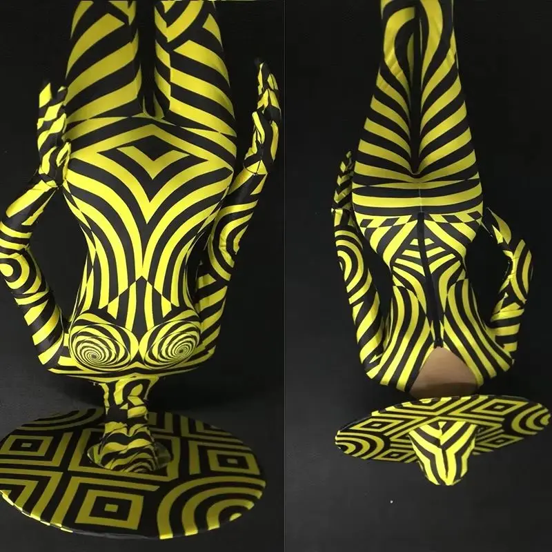 

Bar Nightclub Hallowmas Carnival printed jumpsuit Womena Singer Pole Jazz Disco Dance Zebra Stripes Suit Stage Wear Performance