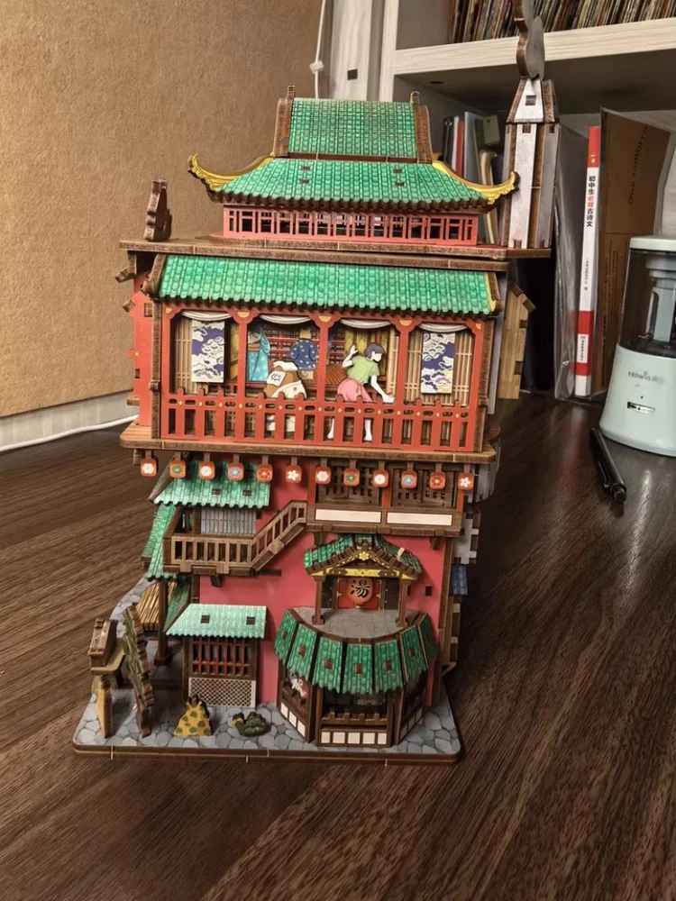 Diy Wooden Spa Themed Miniature House 3d Building Blocks Puzzle Kit Induction Open Cover Creative Assembly Decor Original Gift - view 3