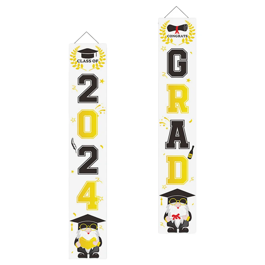 

2Pcs Graduation Backdrop Banner Clear Pattern Oxford Cloth Party Background for Graduation Celebration Congrats Grad Banner