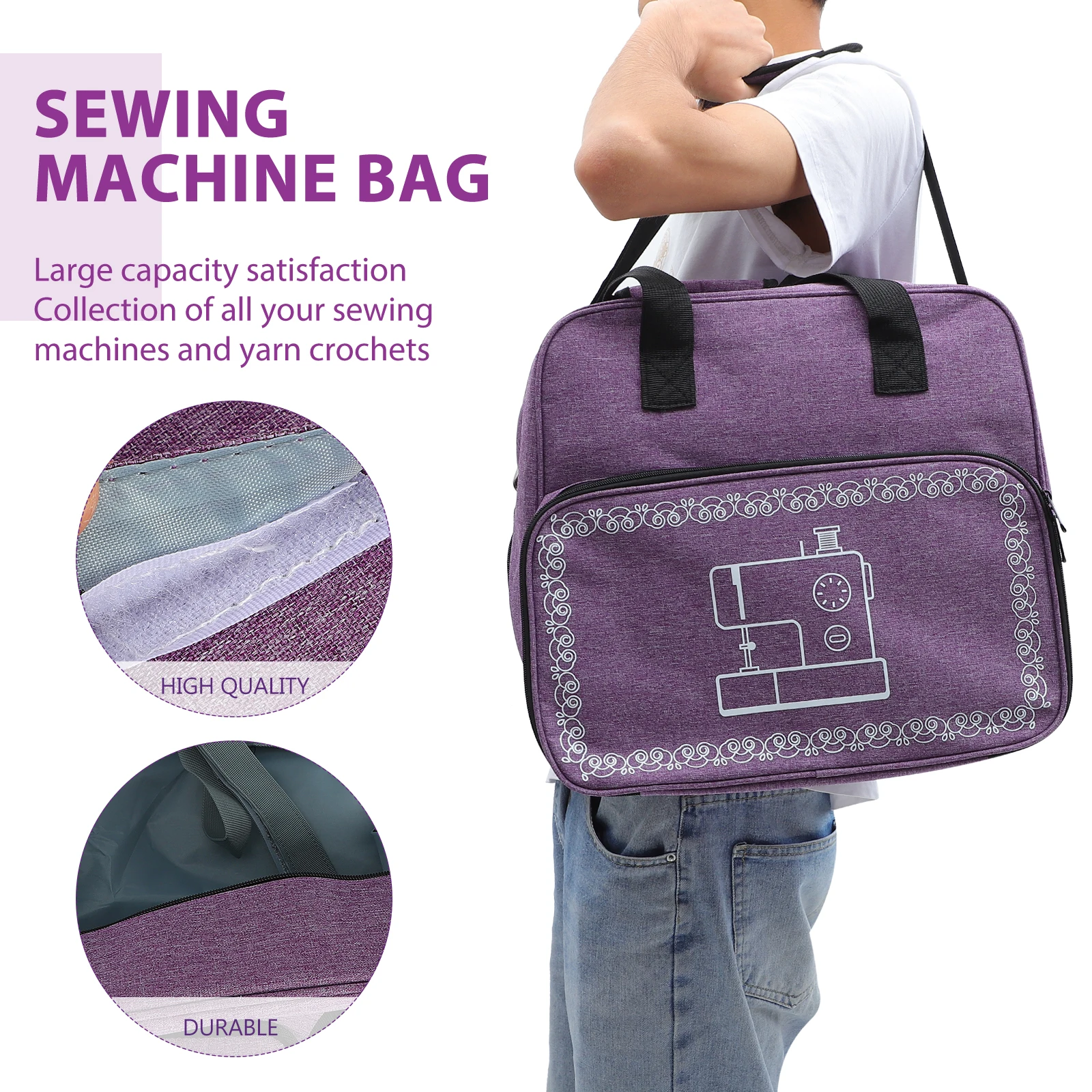 

Sturdy Oxford Cloth Sewing Machine Carrying Case Lightweight Portable Storage For Travel Large Capacity Tote With Handle Sewing