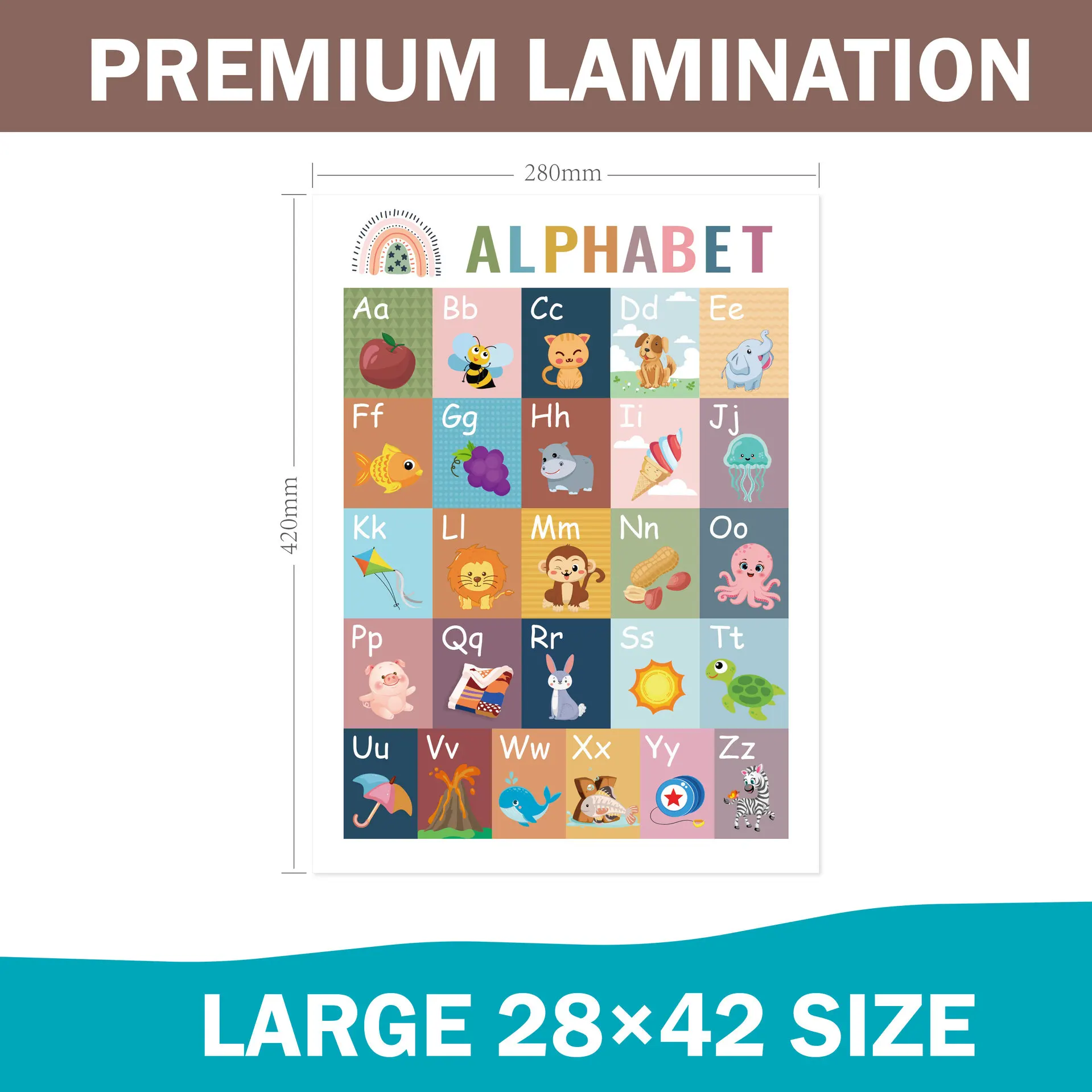 12 Educational Posters for Toddlers, Montessori Learning Posters Wall Decor for Preschool & Kindergarten, ABC Alphabet Chart