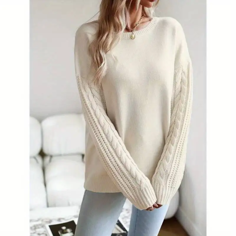 

2025 New Autumn & Winter Women's Solid Color Pullover | Crew Neck Long-Sleeve Knit Sweater Base Layer Top