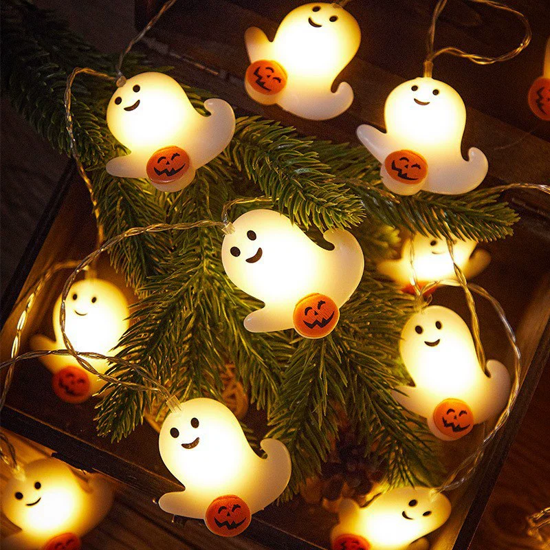 Halloween Ghost String Lights Pumpkin Decorative Lights LED Fairy Lights Battery Powered Indoor Outdoor Party Halloween Decor