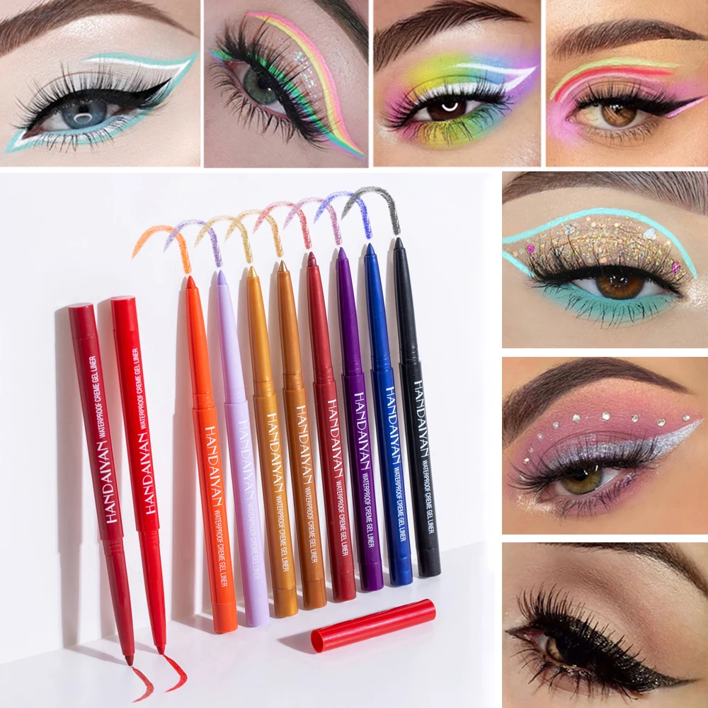 20 Colors Matte Eyeliner Gel Pencil Shine Purple Black Easy To Wear Colorful White Blue Eye Liner Pen Cream Makeup Cosmetics