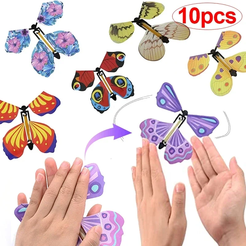 Magic Wind Up Magic Flying Butterfly Toys In The Book Rubber Band Powered Fairy Flying Toy Great for Surprise Gift Party Favor