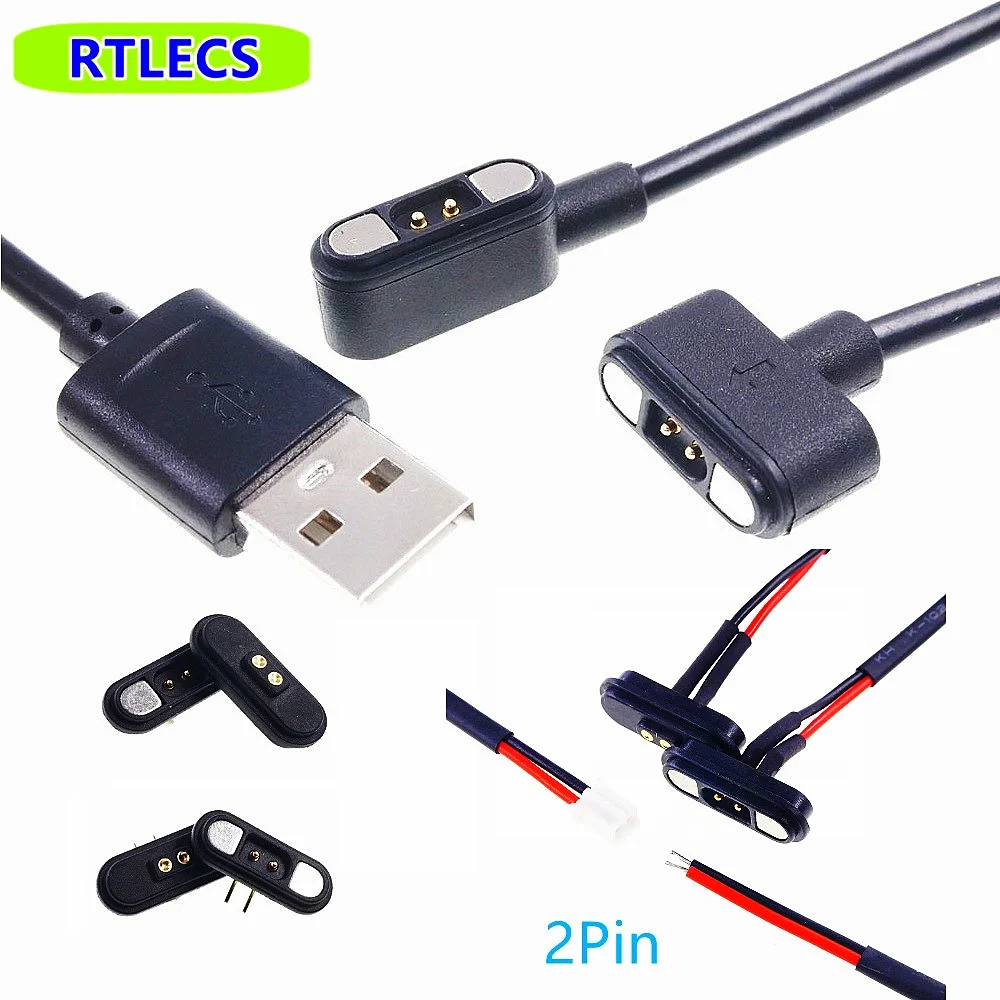 1 Set Magnetic Pogo Pin Connector 2 Pin Strong Force Female Pitch 2.8mm Pad Waterproof USB Cable Adapter 3A High Current