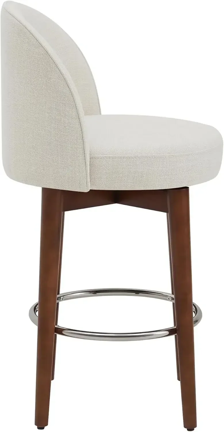 XMSJ. Ensemble de 2 tabourets de bar à hauteur de comptoir, tabourets de bar pivotants certifiés FSC pour îlot de cuisine, hauteur d'assise de 26,4 po de hauteur, tissu, lin