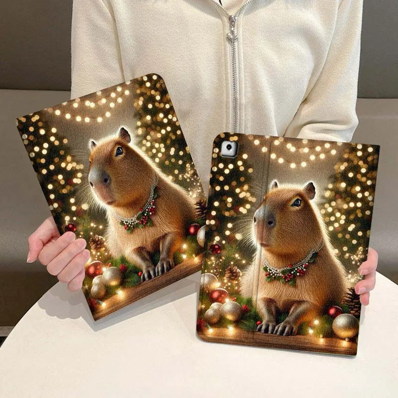 

Christmas Capybara Cartoon For iPad Pro Air Mini 2 3 4 5 6 7 7th 8th 9th 10th 11th 10.2 9.7 10.5 10.9 11 12.9 13 Tablet Case
