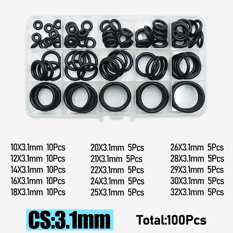 Cs 1,0-4,0mm gummi o ring hochwertige dichtung scheibe balck nbr o-ring Sanitär dichtung auto klimaanlage öl beständiger our kit – Detail 14