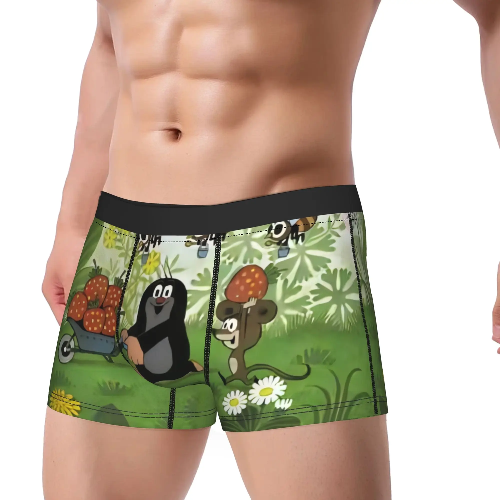 Little Mole Underpants Homme Panties Male Underwear Little Mole Print Shorts Boxer Briefs