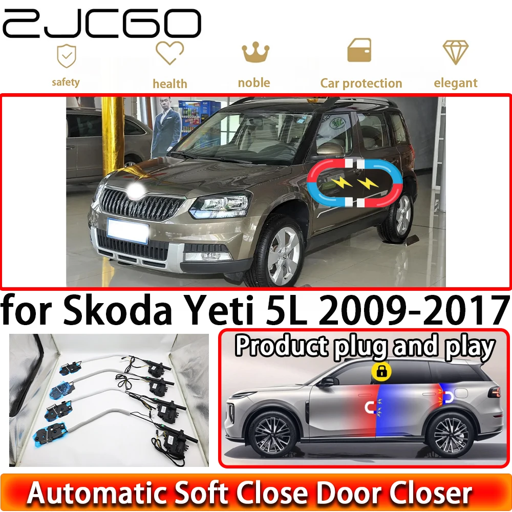 

ZJCGO for Skoda Yeti 5L 2009-2017 OEM Soft Close Door Kit Power Closing Latch System Auto Pull Door Easy Close Plug & Play
