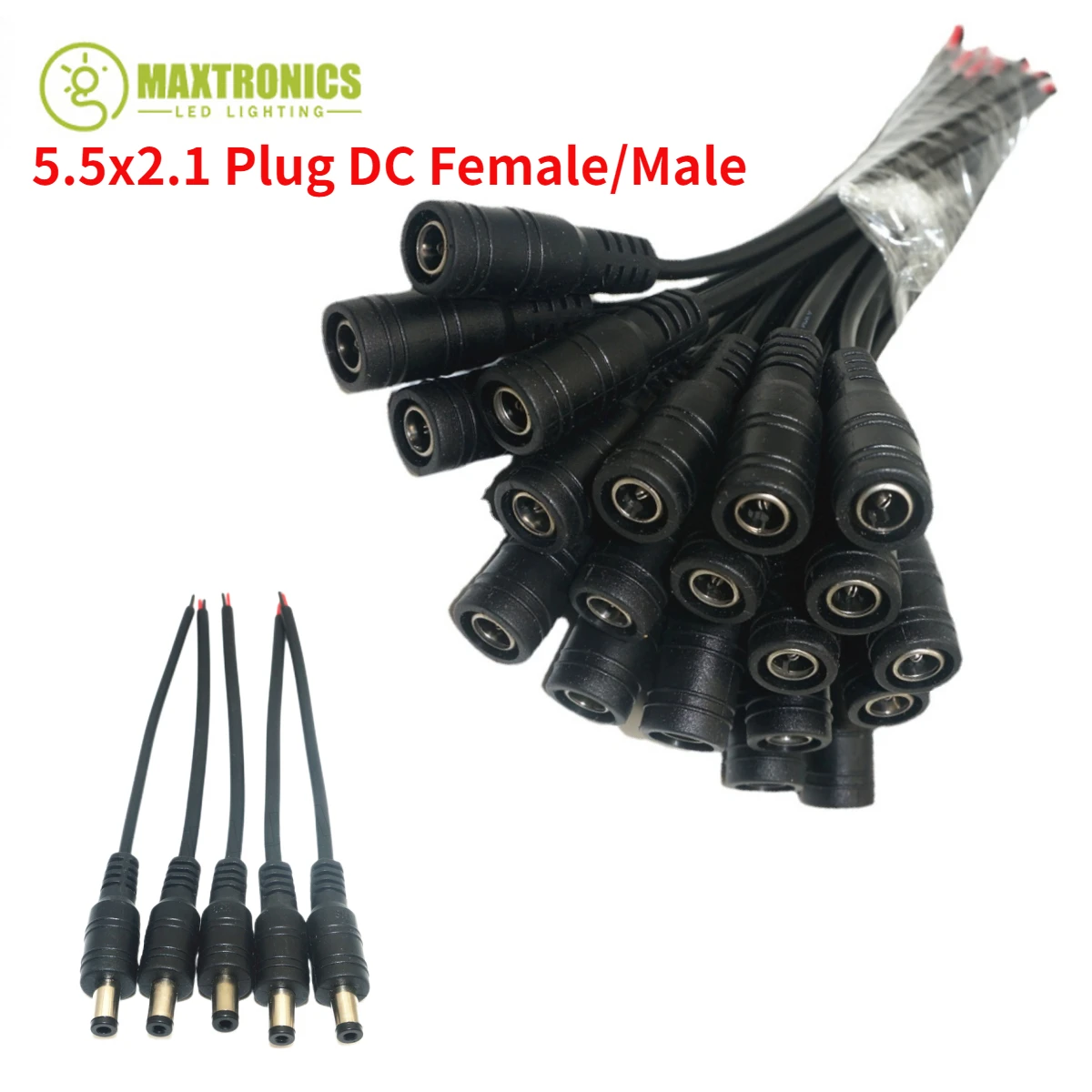 10Pcs/lot 5.5x2.1 DC Female/Male Plug Cable Connector Wire Plug for Camera CCTV 3528 5050 LED Strip Light Tape