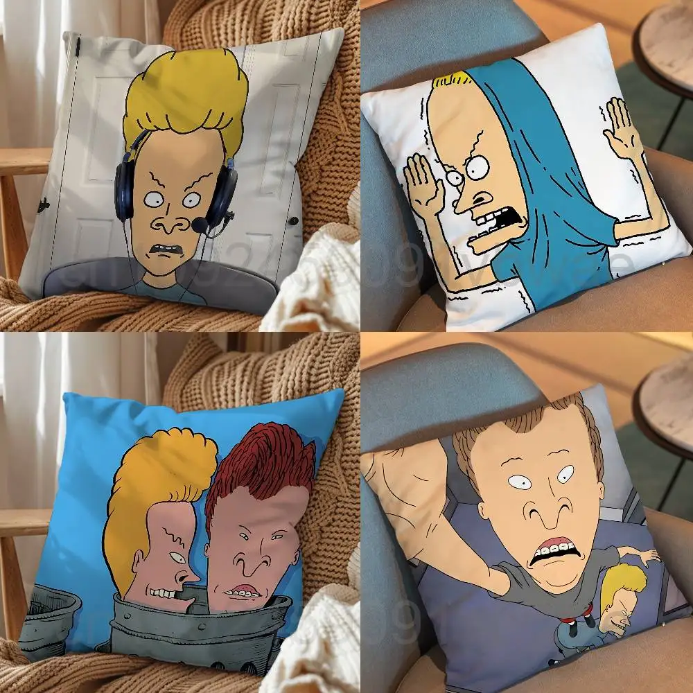 Split personality Beavis Butt Head Pillow Case Square Double-Sided Printing Short Plush Sofa Cushion Cover Bedroom Bedside
