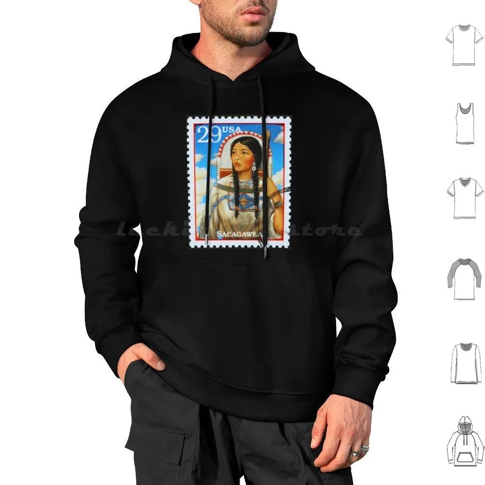 

Sacagawe Post Stamp Толстовки с длинным рукавом Stamp Fantasy History Canada Dream Big Romantic Indigenous Sacagawea Explorer