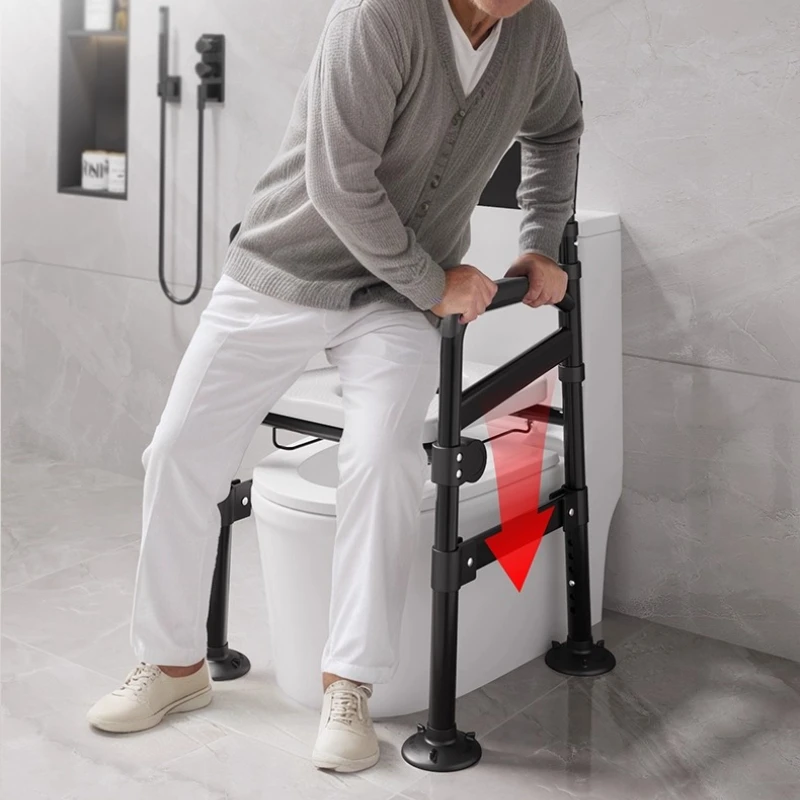 Folding Shower Chair Safety Bath Seat Shower Stools Toilet Seats with Commode Adjustable Height with Non-slip Feet for Elderly