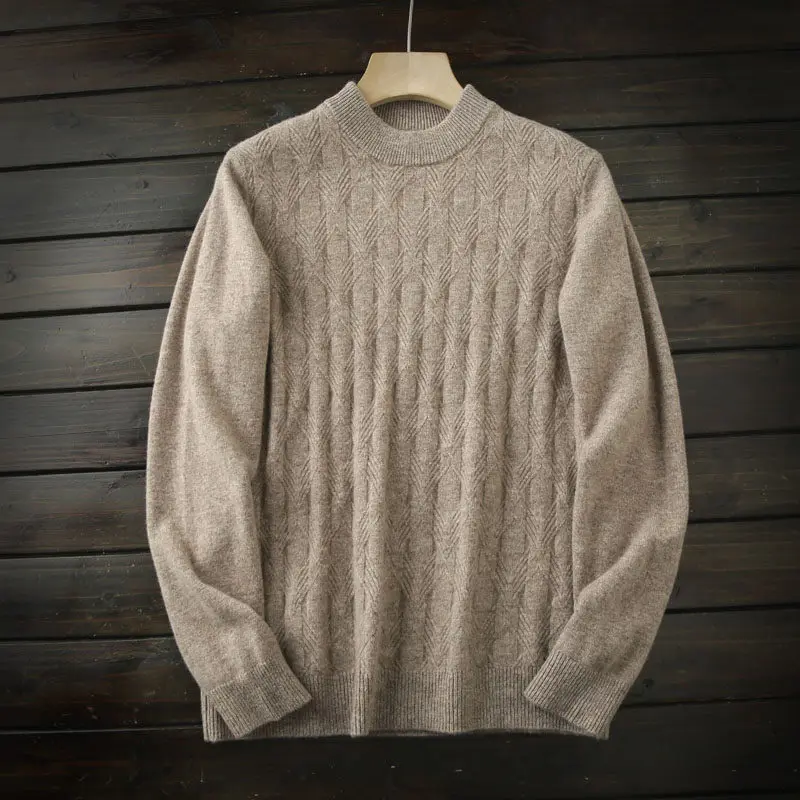 

Heavy 420G! 100/all wool! Italian crew neck thickened jacquard knitted sweater winter