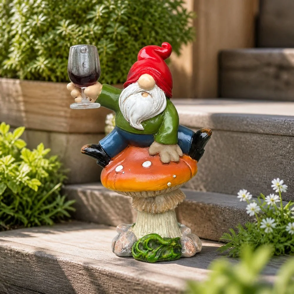 New Resin Garden Gnome Statue Waterproof Weather Resistant Gnome Figurine Welcome Sign Garden Decor Ornament Yard Decor