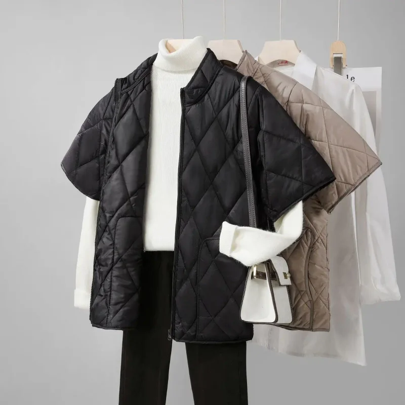 Women's Cotton Vest Svel Quilted Jaet Home Wear Thermal oulder Pad Large Size Rhombus Pattern Cotton Clothes